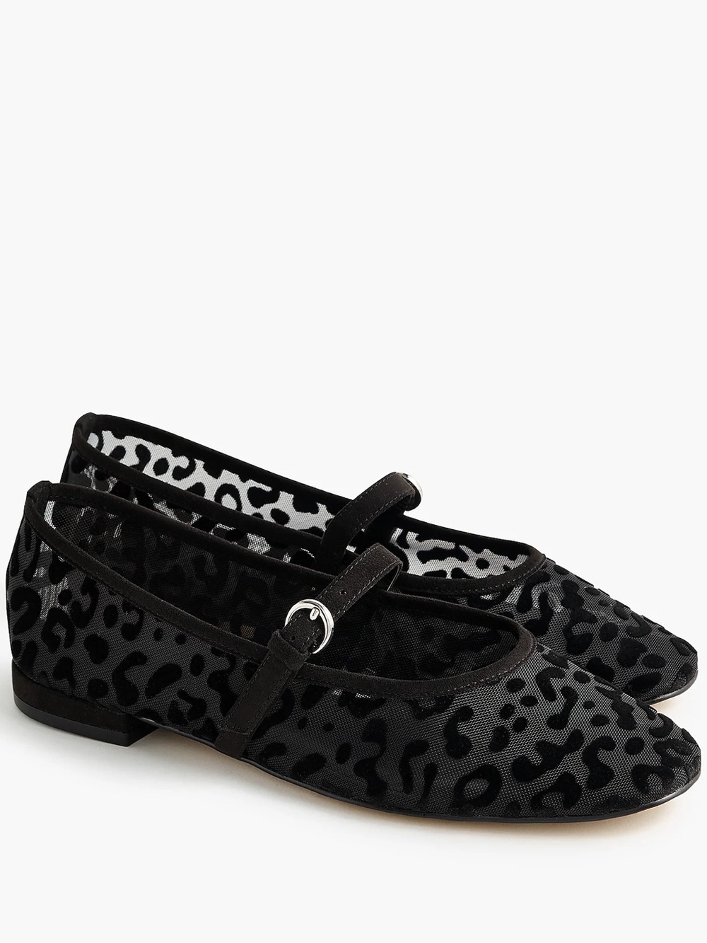 J.Crew Leopard Mesh Mary Jane Ballet Flats – Black 7
